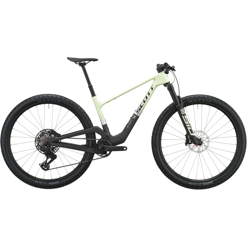 Balfes Bikes Scott Spark RC Team Full Suspension Mountain Bike 2027 in Cream Green/Carbon Black | Free postage over £30, £10 off first order, price match & 0% finance.