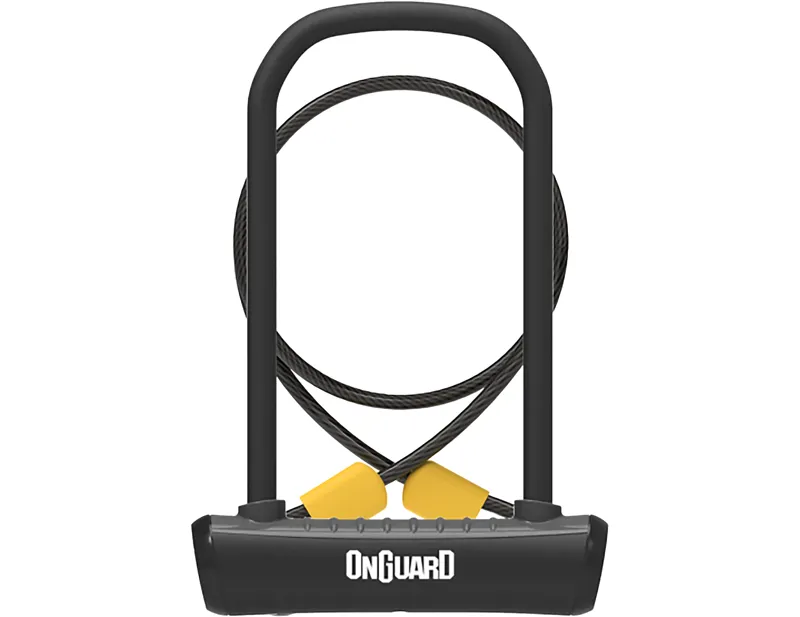 Balfes Bikes Onguard OnGuard Neon D-Lock 230mm + Cable in Black | Free postage over £30, £10 off first order, price match & 0% finance.