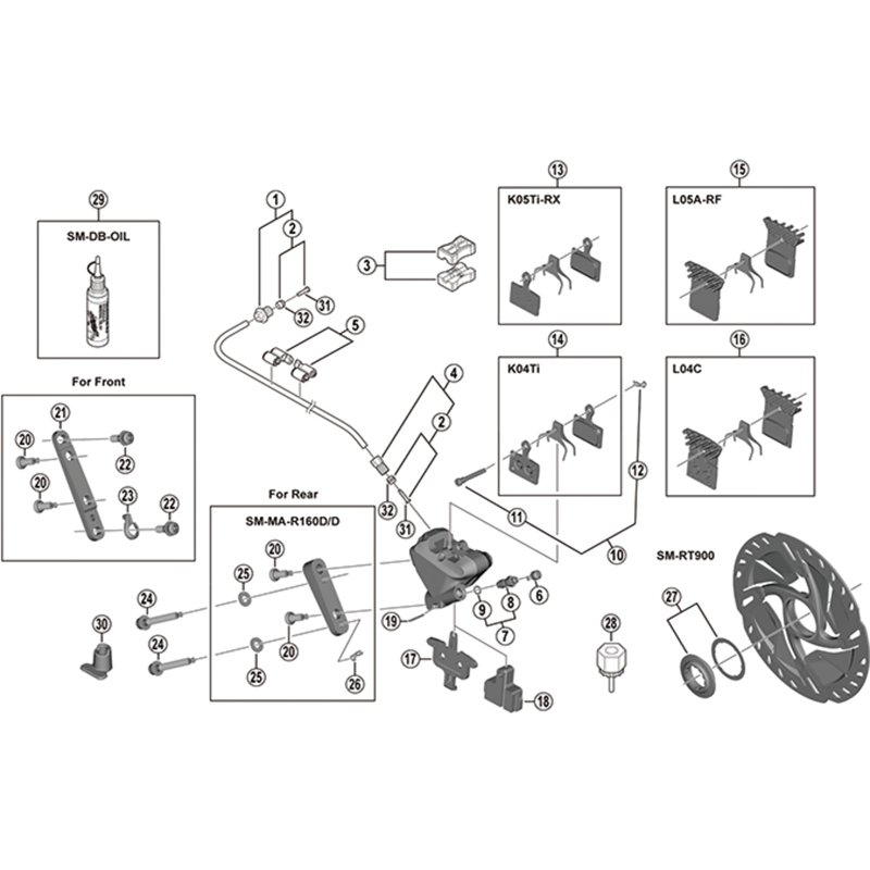 Balfes Bikes Shimano BR-R9170 calliper fixing bolt C - 30 mm rear mount thickness | Free postage over £30, £10 off first order, price match & 0% finance.