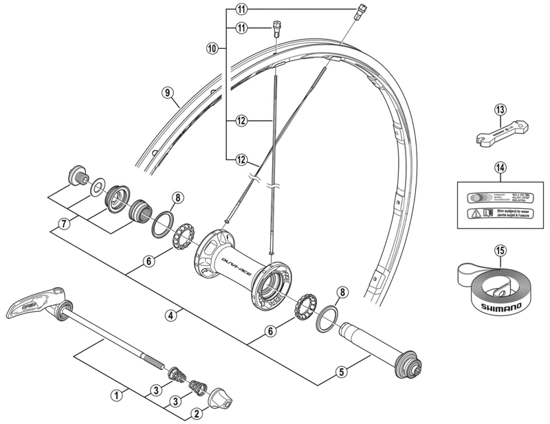 Balfes Bikes Shimano WH-9000-C24-CL spoke and nipple set - front | Free postage over £30, £10 off first order, price match & 0% finance.