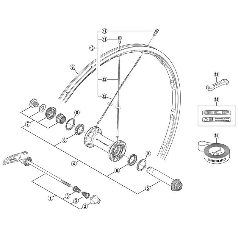 Balfes Bikes Shimano WH-9000-C24-CL spoke and nipple set - front | Free postage over £30, £10 off first order, price match & 0% finance.