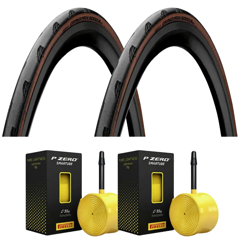 Balfes Bikes 2 x Continental Grand Prix GP5000 GP 5000S TR 700c Tyres with Pirelli P Zero 60mm tubes | Free postage over £30, £10 off first order, price match & 0% finance.