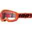 100% Strata 2 Clear Lens Goggles in Neon Orange