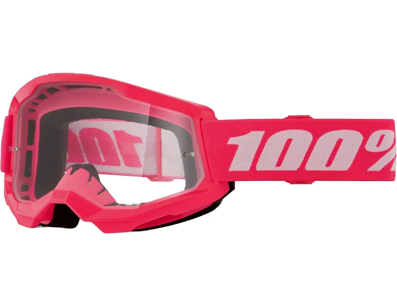 100% Strata 2 Clear Lens Goggles in Pink