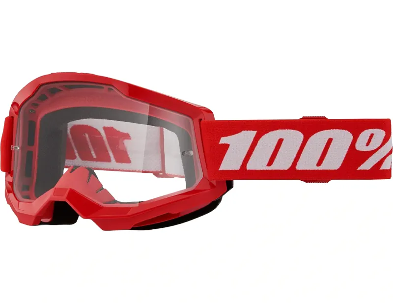 100% Strata 2 Clear Lens Goggles in Red