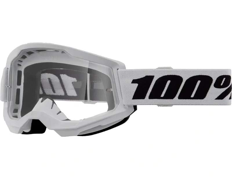 100% Strata 2 Clear Lens Goggles in White