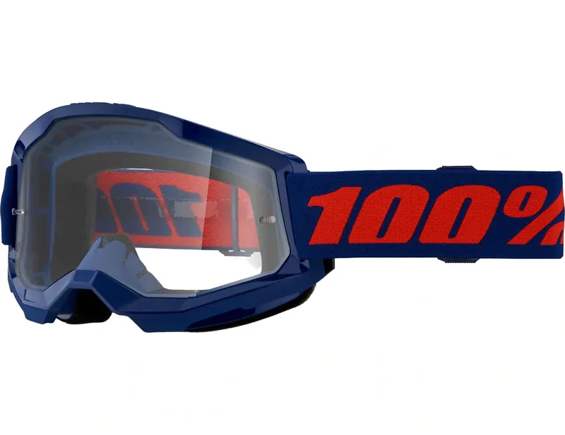 100% Strata 2 Clear Lens Goggles in Navy