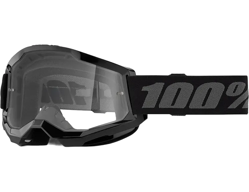 100 Percent Strata 2 Youth Clear Lens Goggles in Black