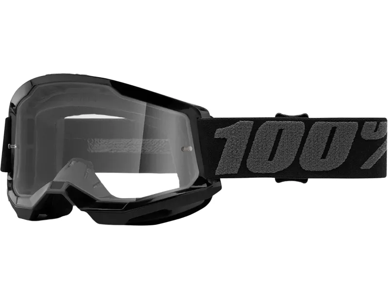 100% Strata 2 Clear Lens Goggles in Black