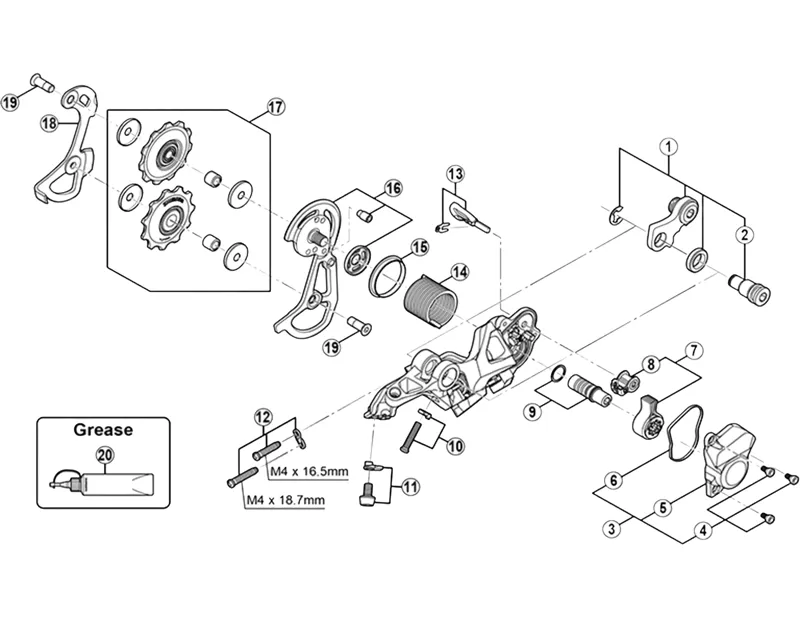 Balfes Bikes Shimano shimano RDM670 rear mech Bracket Axle Unit in Silver | Free postage over £30, £10 off first order, price match & 0% finance.