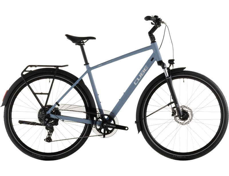 Balfes Bikes Cube Touring One Hybrid Bike 2026 in Bluebird/Grey | Free postage over £30, £10 off first order, price match & 0% finance.