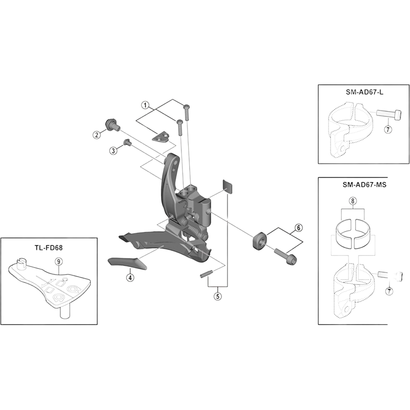 Balfes Bikes Shimano FD-5700 front derailleur stroke adjusting screws and plate | Free postage over £30, £10 off first order, price match & 0% finance.