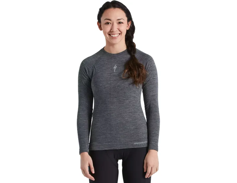 Balfes Bikes Specialized Women's Merino Seamless Long Sleeve Base Layer in Grey | Free postage over £30, £10 off first order, price match & 0% finance.