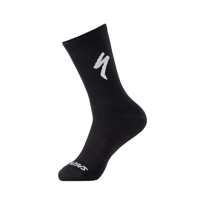 Balfes Bikes Specialized Soft Air Road Tall Logo Sock in Black with White | Free postage over £30, £10 off first order, price match & 0% finance.