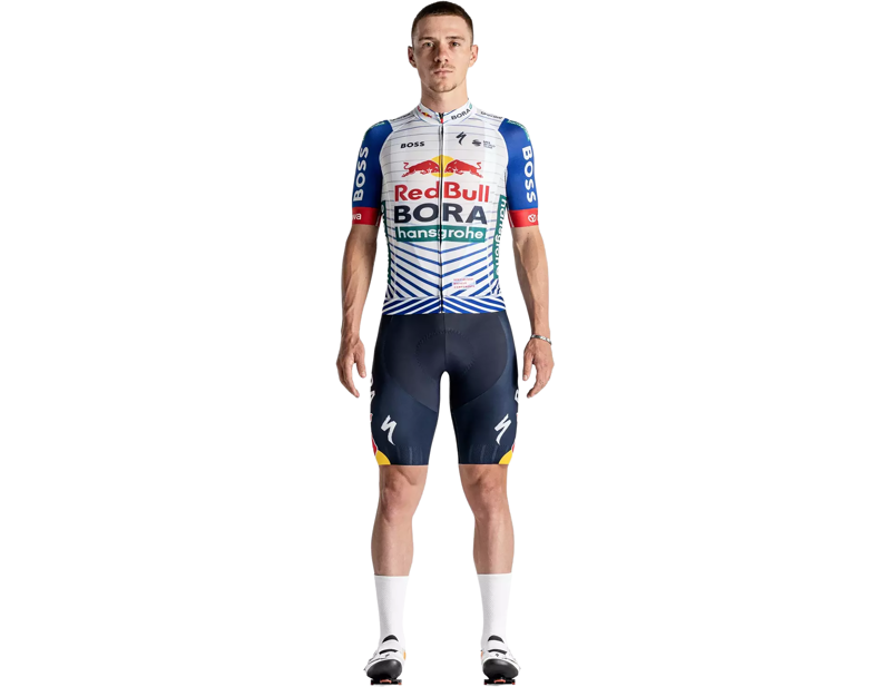 Specialized Red Bull - BORA - hansgrohe Short Sleeve Replica Jersey in White/Red Bull Blue