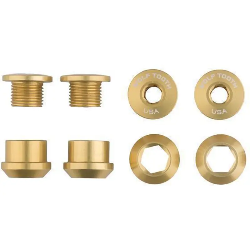 Balfes Bikes Wolf Tooth 1x Chainring Bolts And Nuts Set of 4 in Gold | Free postage over £30, £10 off first order, price match & 0% finance.