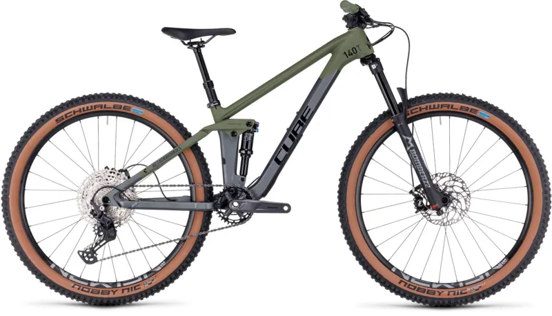 Cube Stereo 140 HPC Rookie Kid's Bike 2024 in Grey/Olive
