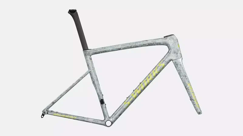 Specialized S-Works Tarmac SL8 Road Frameset 2025 in Satin Liquid Silver  Gloss Team Yellow Tint-1
