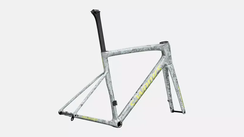 Specialized S-Works Tarmac SL8 Road Frameset 2025 in Satin Liquid Silver  Gloss Team Yellow Tint-3