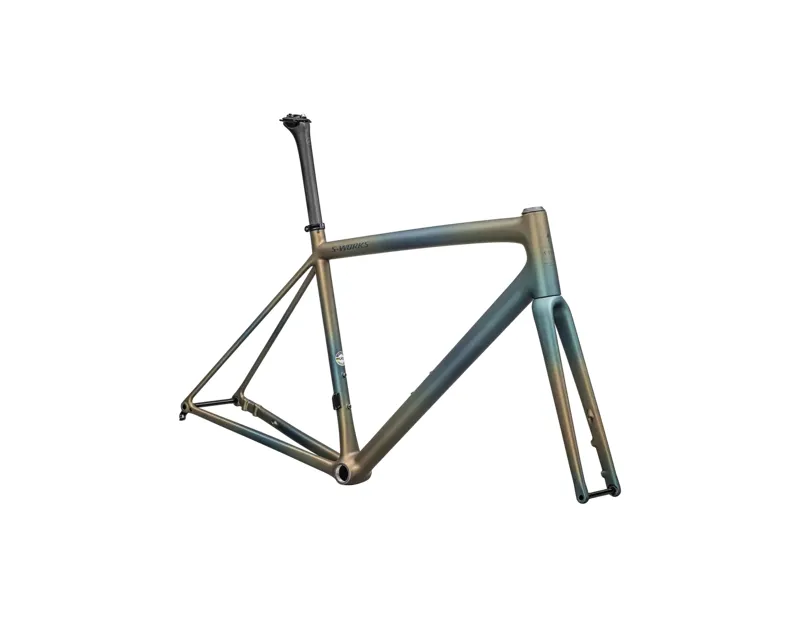 Specialized S-Works Aethos Road Frameset 2025 in Lake/Green Burnt Gold/Dark Navy-1