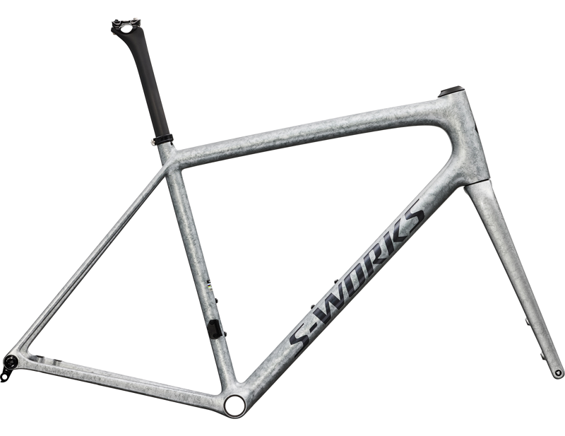 Balfes Bikes Specialized S-Works Aethos 2 Road Frameset 2026 in Gloss Silver Blurred Impasto / Black Pearl | Free postage over £30, £10 off first order, price match & 0% finance.
