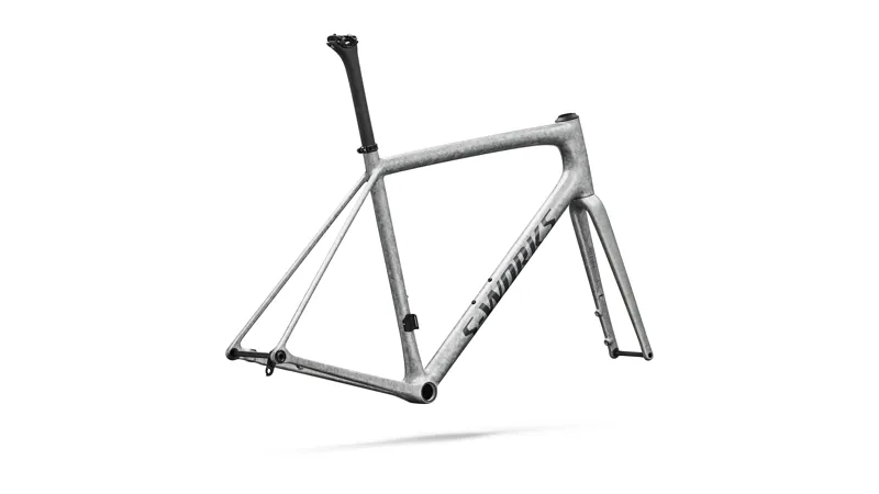 Specialized S-Works Aethos 2 Road Frameset 2026 in Gloss Silver Blurred Impasto / Black Pearl-2