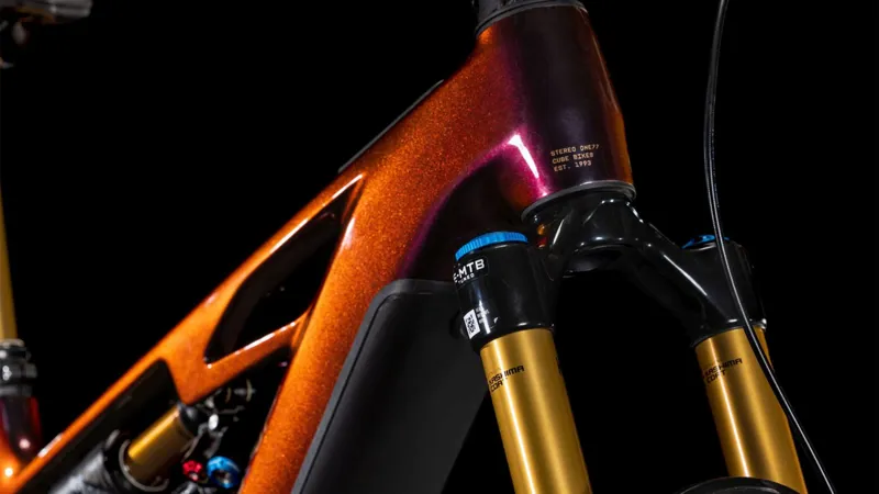 Cube Stereo Hybrid ONE77 HPC SLT 800Wh Electric Full Suspension MTB 2025 in Solareclipse/Bronze-8