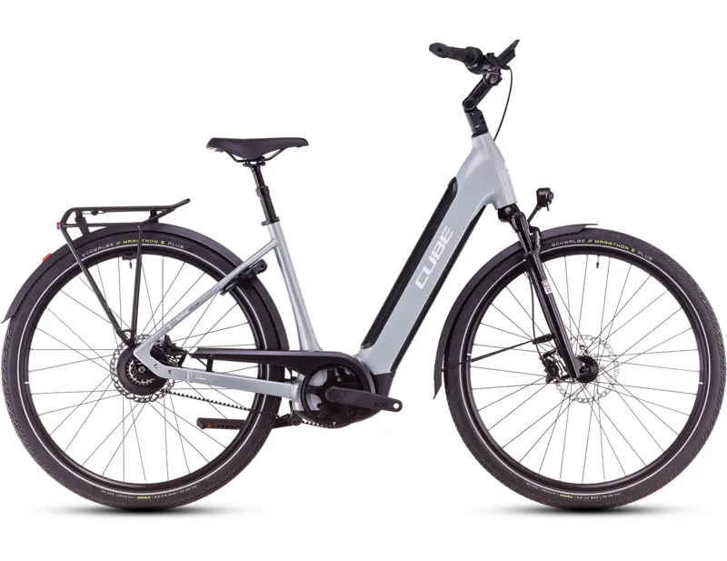 Cube Supreme Hybrid Deluxe SLX 625 Easy Entry Electric Hybrid Bike 2025 in Polar Grey/White