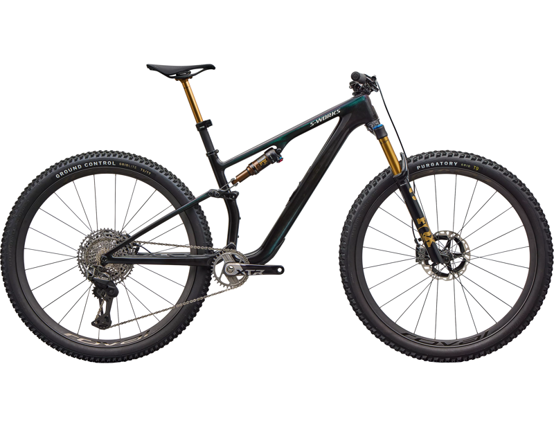 Balfes Bikes Specialized S-Works Epic 8 EVO XTR Di2 Full Suspension Mountain Bike 2026 in Gloss Carbon / Green to Purple Viavi Fade | Free postage over £30, £10 off first order, price match & 0% finance.