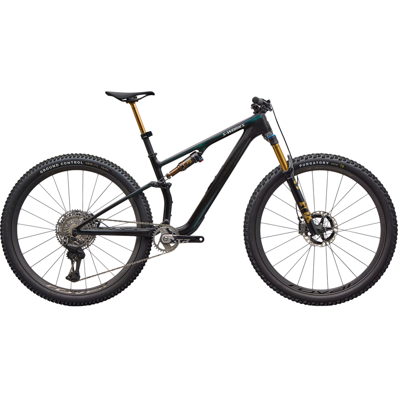 Balfes Bikes Specialized S-Works Epic 8 EVO XTR Di2 Full Suspension Mountain Bike 2026 in Gloss Carbon / Green to Purple Viavi Fade | Free postage over £30, £10 off first order, price match & 0% finance.