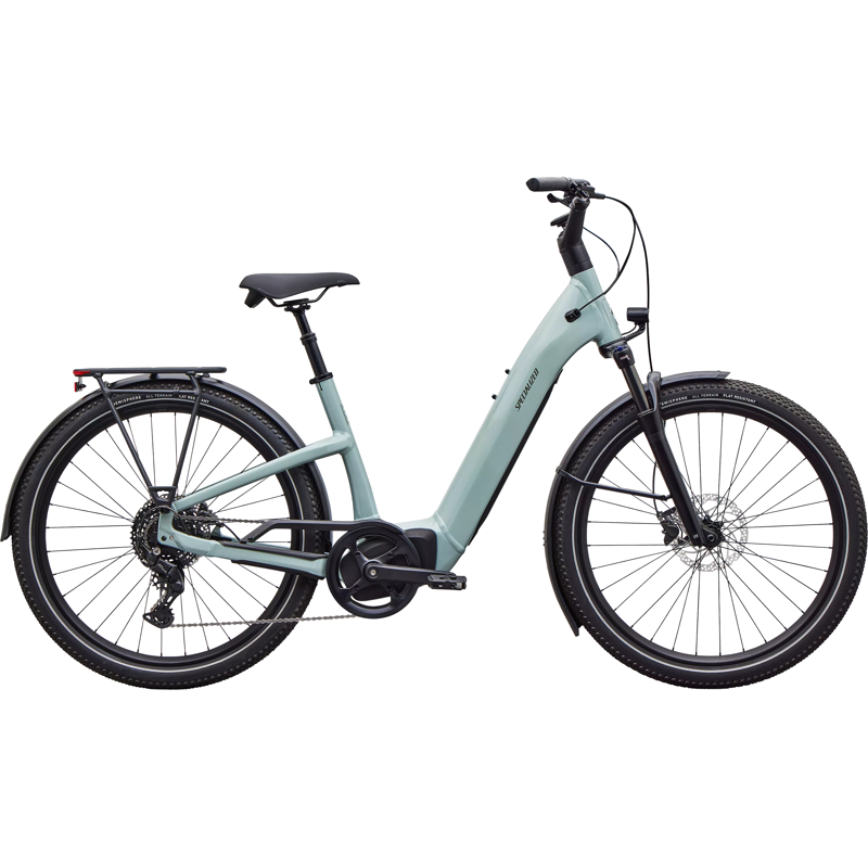 Balfes Bikes Specialized Turbo Como 4.0 Electric Hybrid Bike 2027 in Gloss Agave Grey/Oak Green Metallic | Free postage over £30, £10 off first order, price match & 0% finance.
