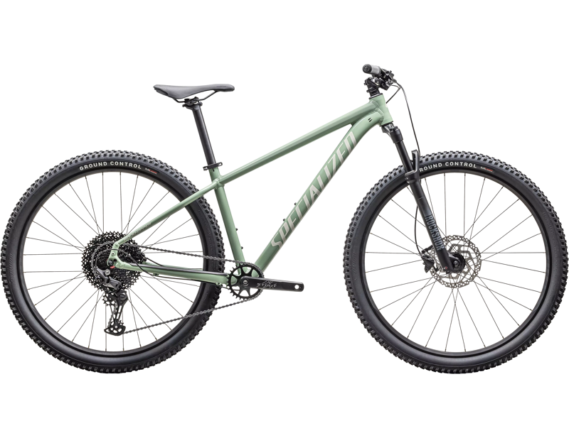 Balfes Bikes Specialized Rockhopper Comp Hardtail Mountain Bike 2026 in Gloss Pistachio / White Mountains | Free postage over £30, £10 off first order, price match & 0% finance.