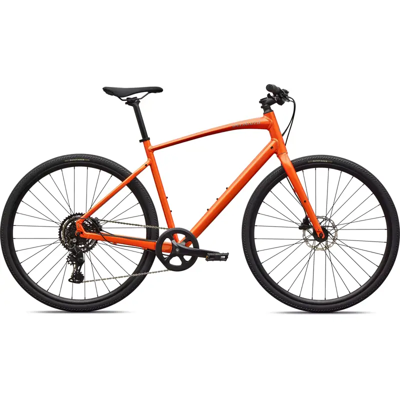 Balfes Bikes Specialized Sirrus X 2.0 Hybrid Bike 2027 in Gloss Tangerine / Shadow Silver Frost Reflective | Free postage over £30, £10 off first order, price match & 0% finance.