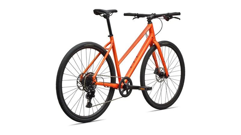 Specialized Sirrus X 2.0 Step-Through Hybrid Bike 2026 in Gloss Tangerine / Shadow Silver Frost Reflective-1