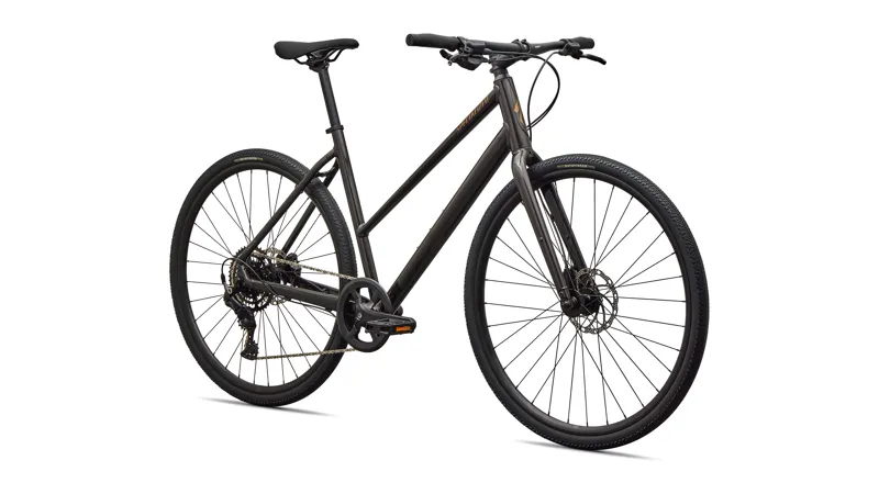 Specialized Sirrus X 2.0 Step-Through Hybrid Bike 2026 in Gloss Metallic Obsidian / Burnt Gold Metallic Frost Reflective-2