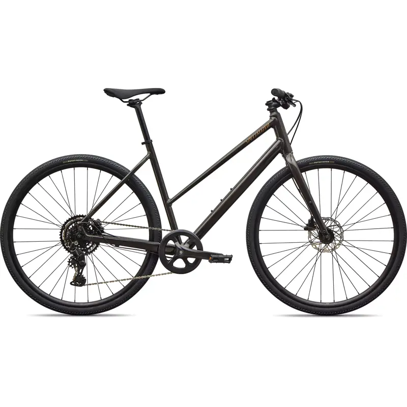 Balfes Bikes Specialized Sirrus X 2.0 Step-Through Hybrid Bike 2027 in Gloss Metallic Obsidian / Burnt Gold Metallic Frost Reflective | Free postage over £30, £10 off first order, price match & 0% finance.
