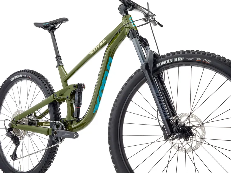 Kona Process 134 Full Suspension Mountain Bike 2025 in Gloss Olive with Eris and Sandal Decals-2