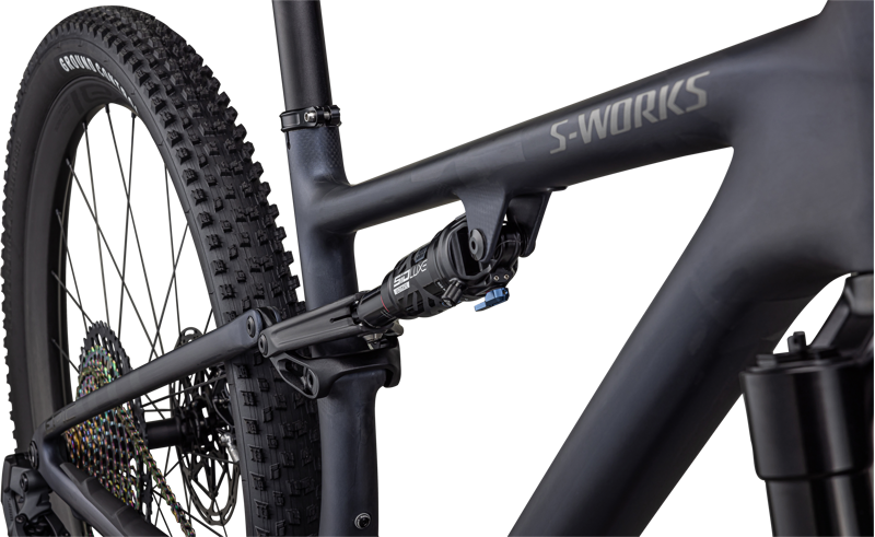 Specialized S-Works Epic EVO Full Suspension Mountain Bike 2024 in Blue Ghost/Black Chrome/Gold Ghost-4