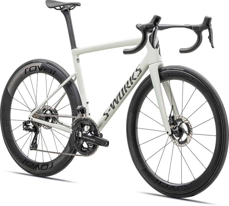 Specialized S-Works Tarmac SL8 Dura-Ace Di2 Carbon Road Bike 2024 in Fog Tint/Green Ghost-1