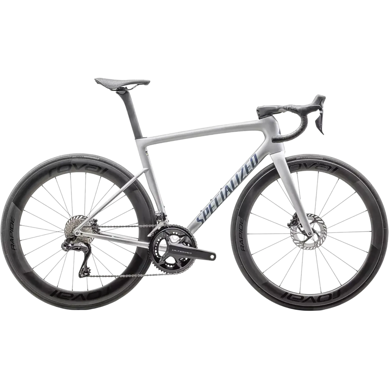 Balfes Bikes Specialized Tarmac SL8 Pro Ultegra Di2 Carbon Road Bike 2025 in Gloss Liquid Silver/Blue Pearl Over Black | Free postage over £30, £10 off first order, price match & 0% finance.
