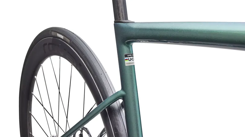 Specialized S-Works Tarmac SL8 RED AXS Carbon Road Bike 2026 in Gloss Premium Fjord Metallic / White Metallic Silver-5