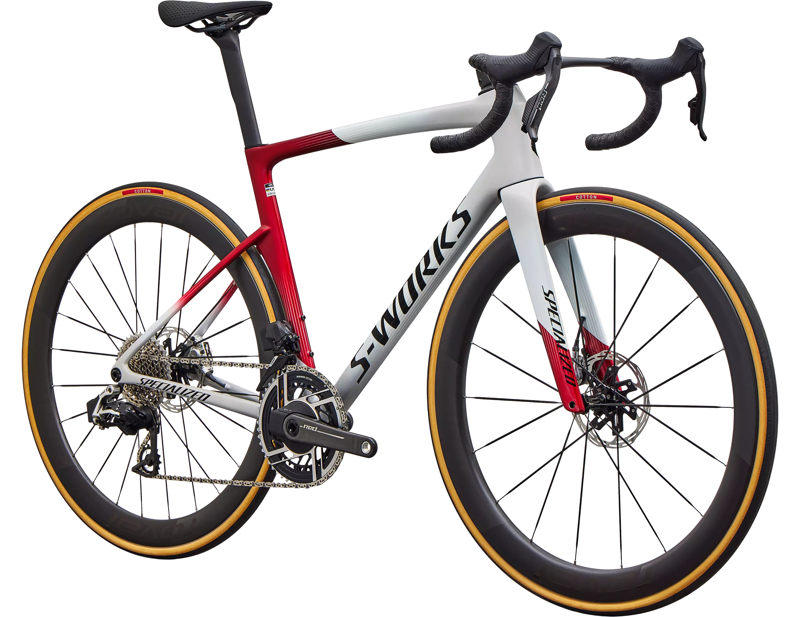 Specialized S-Works Tarmac SL9 AXS Carbon Road Bike 2027 in Gloss White Silver Metallic/Gloss Ruby-1