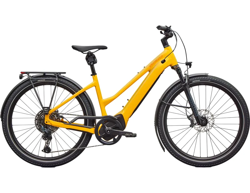 Balfes Bikes Specialized Turbo Vado 5.0 Step Through Electric Hybrid Bike 2026 in Gloss California Sunshine / Orange Zest | Free postage over £30, £10 off first order, price match & 0% finance.