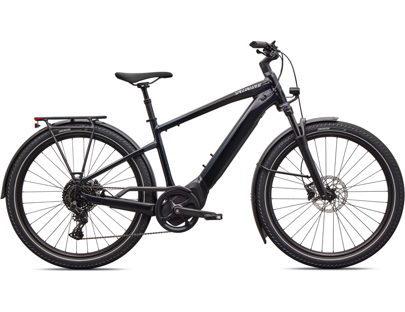 Specialized Turbo Vado 4.0 Electric Hybrid Bikes 2026 in Gloss Castblack / Satin Silver Reflective