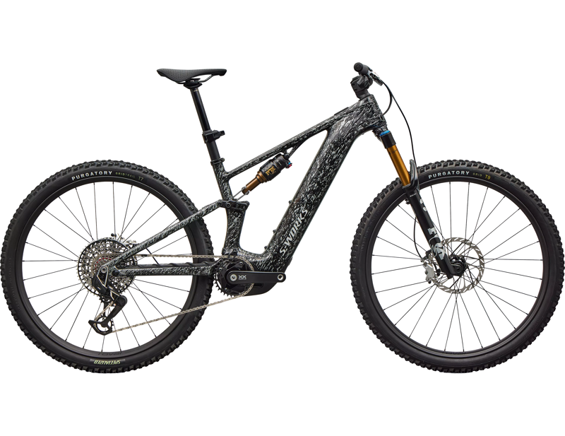 Specialized S-Works Levo R Electric Full Suspension Mountain Bike 2026 in Gloss Shadow Silver / Blended Speckle Over Carbon Dust / Silver Dust