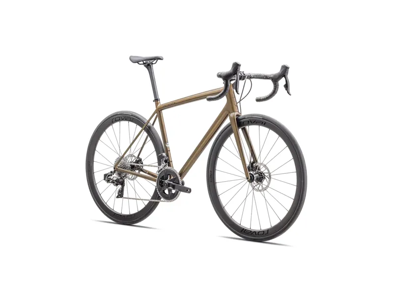 Specialized Aethos Expert Rival eTap AXS Road Bike 2025 in Burnt Gold/Doppio-1