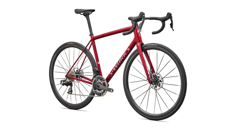 Specialized S-Works Aethos 2 AXS Road Bike 2026 in Sandstone Metallic Base / Red Tint-1