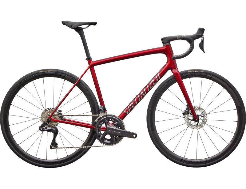 Balfes Bikes Specialized Aethos 2 Pro Di2 Road Bike 2026 in Gloss Red Sky/Chrome | Free postage over £30, £10 off first order, price match & 0% finance.