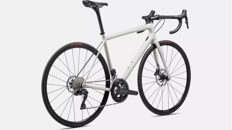 Specialized Aethos Comp 105 Di2 Road Bike 2024 in Red Ghost over Dune White-2