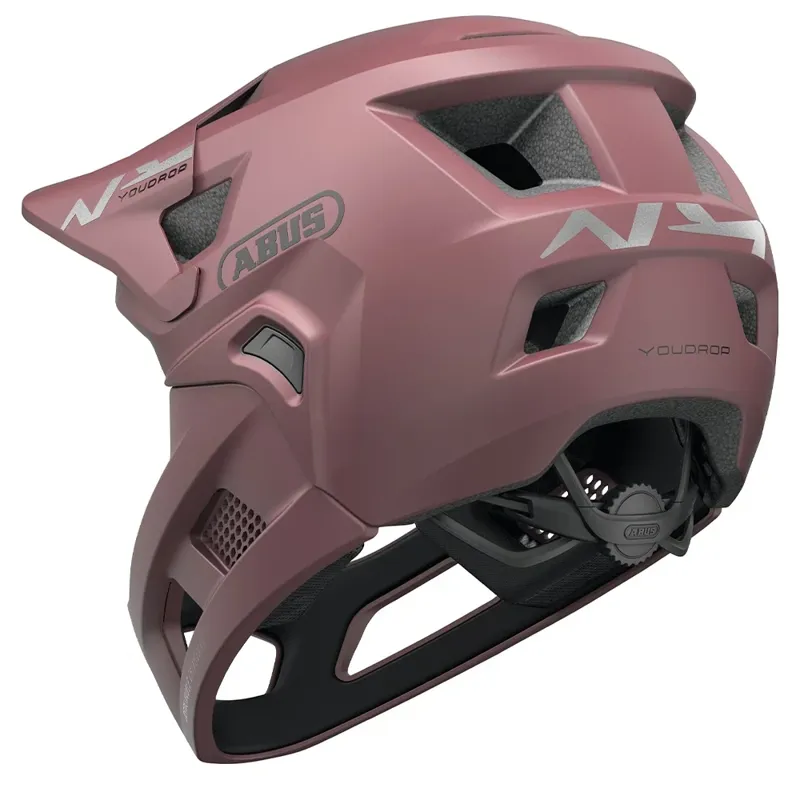 Abus YouDrop FF Kids Full-Face Mountain Bike Helmet in Blush Red-2